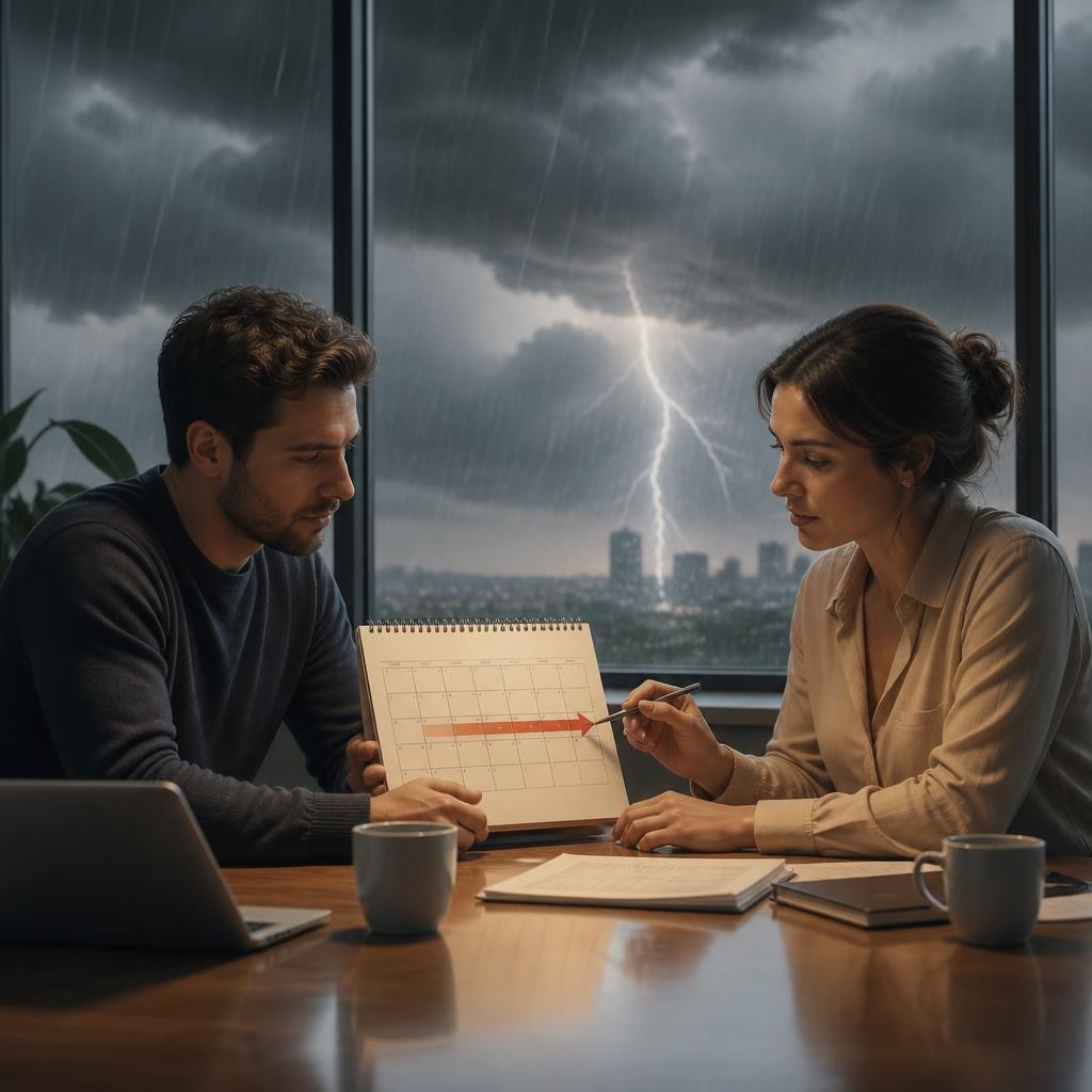Illustration for the English word “postpone”