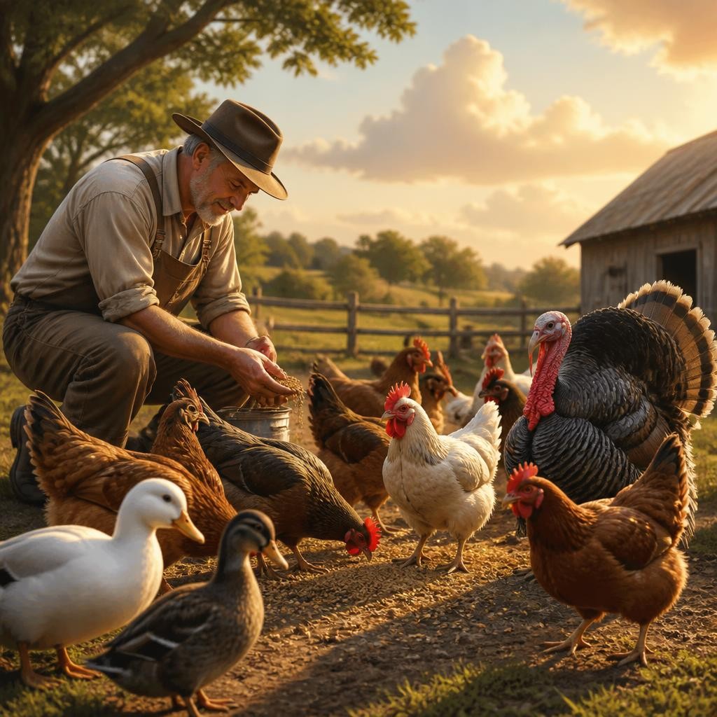 Illustration for the English word “poultry”