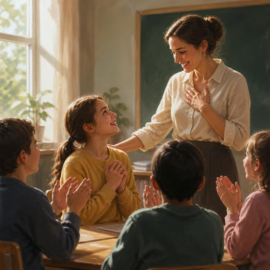 Illustration for the English word “praise”