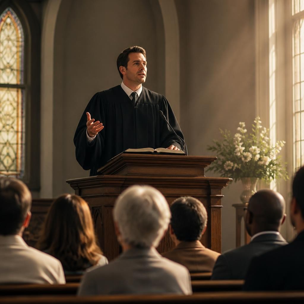 Illustration for the English word “preacher”