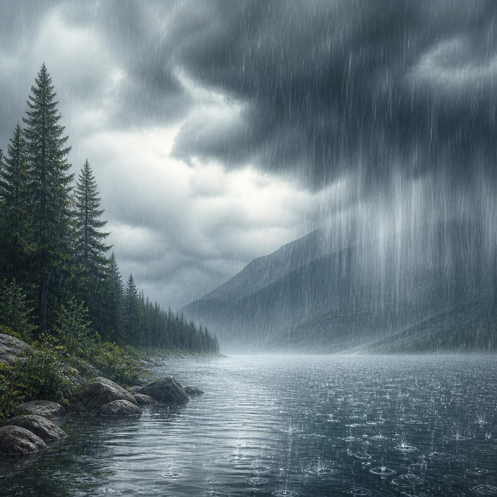 Illustration for the English word “precipitation”