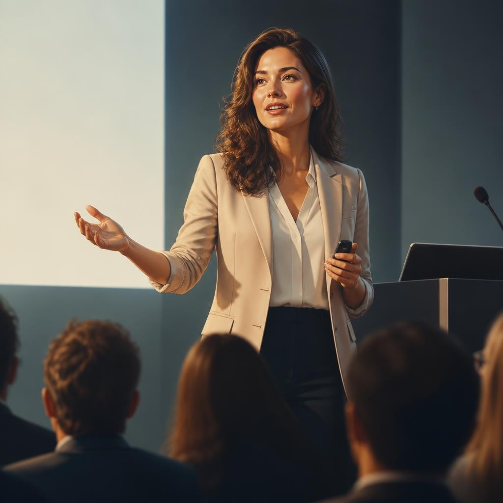 Illustration for the English word “presenter”
