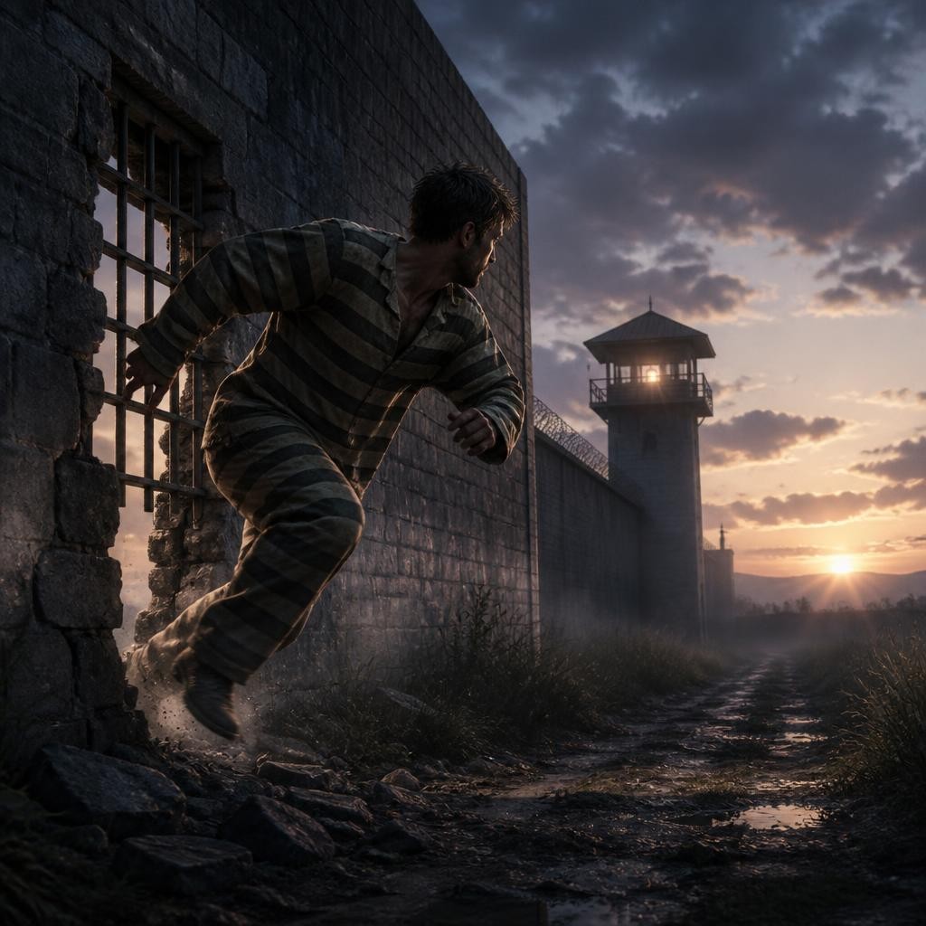 Illustration for the English word “prisoner”