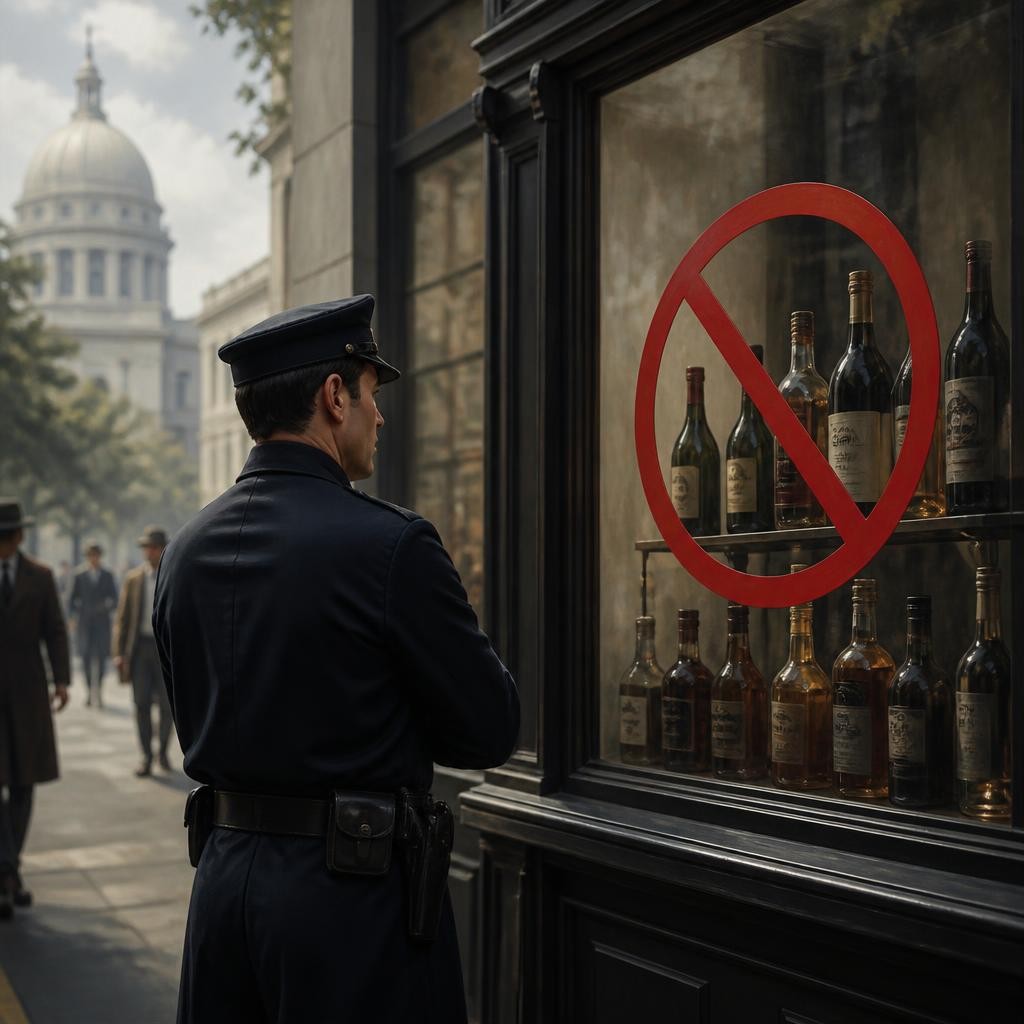 Illustration for the English word “prohibition”