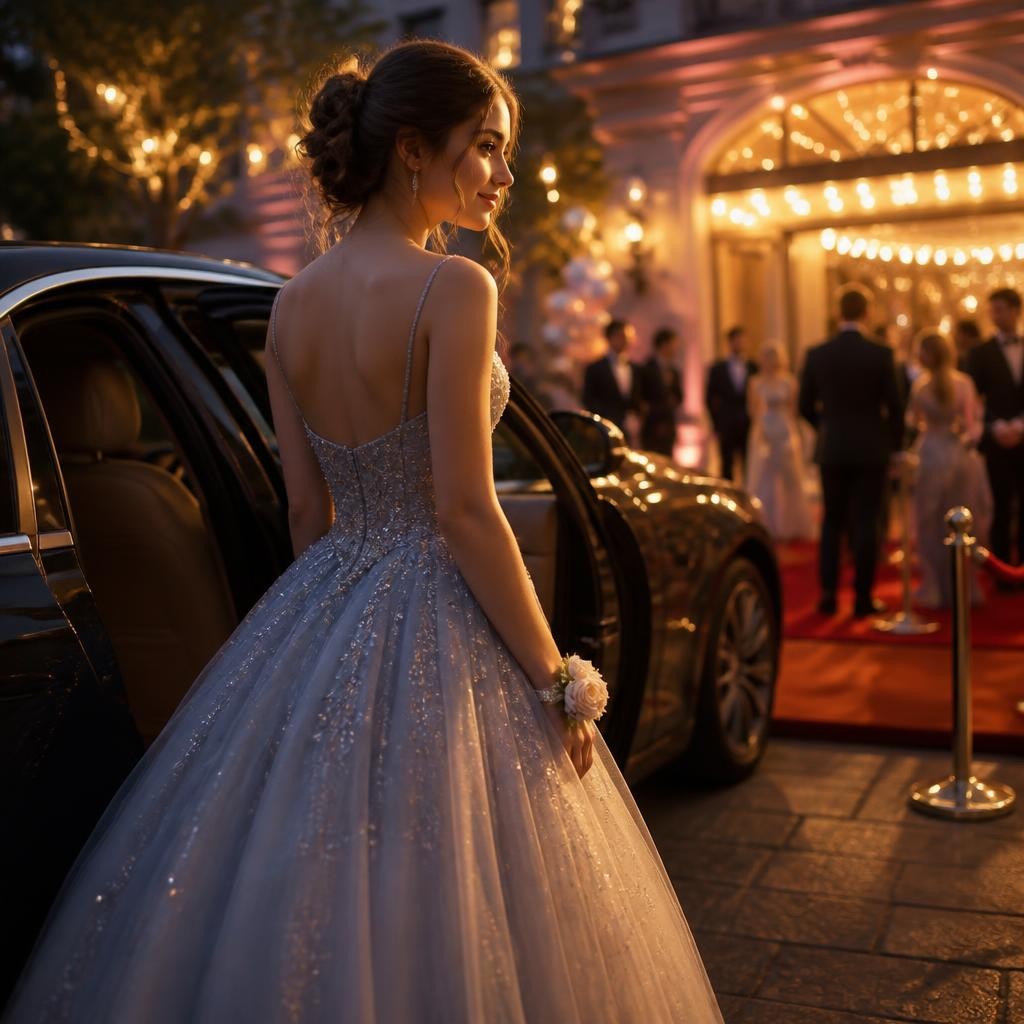 Illustration for the English word “prom”