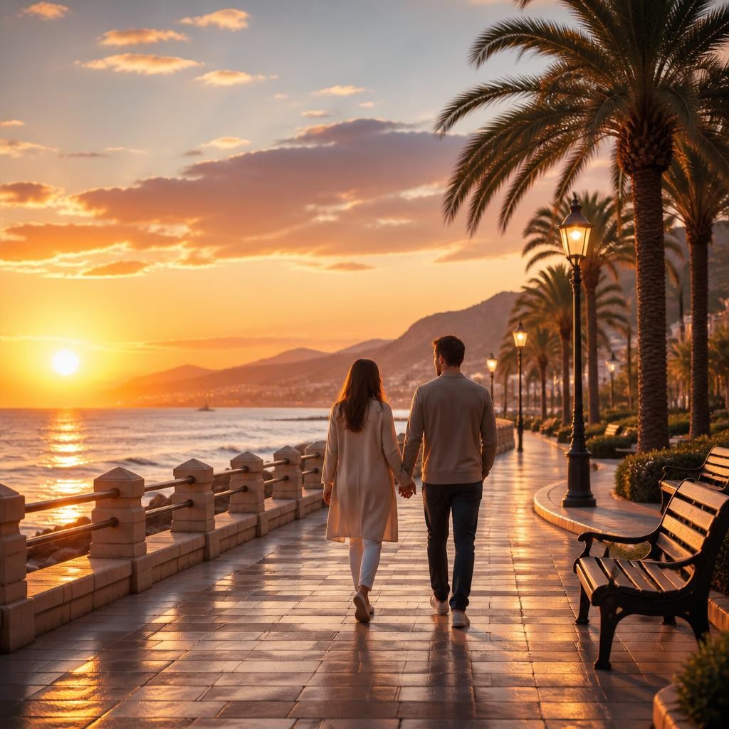 Illustration for the English word “promenade”
