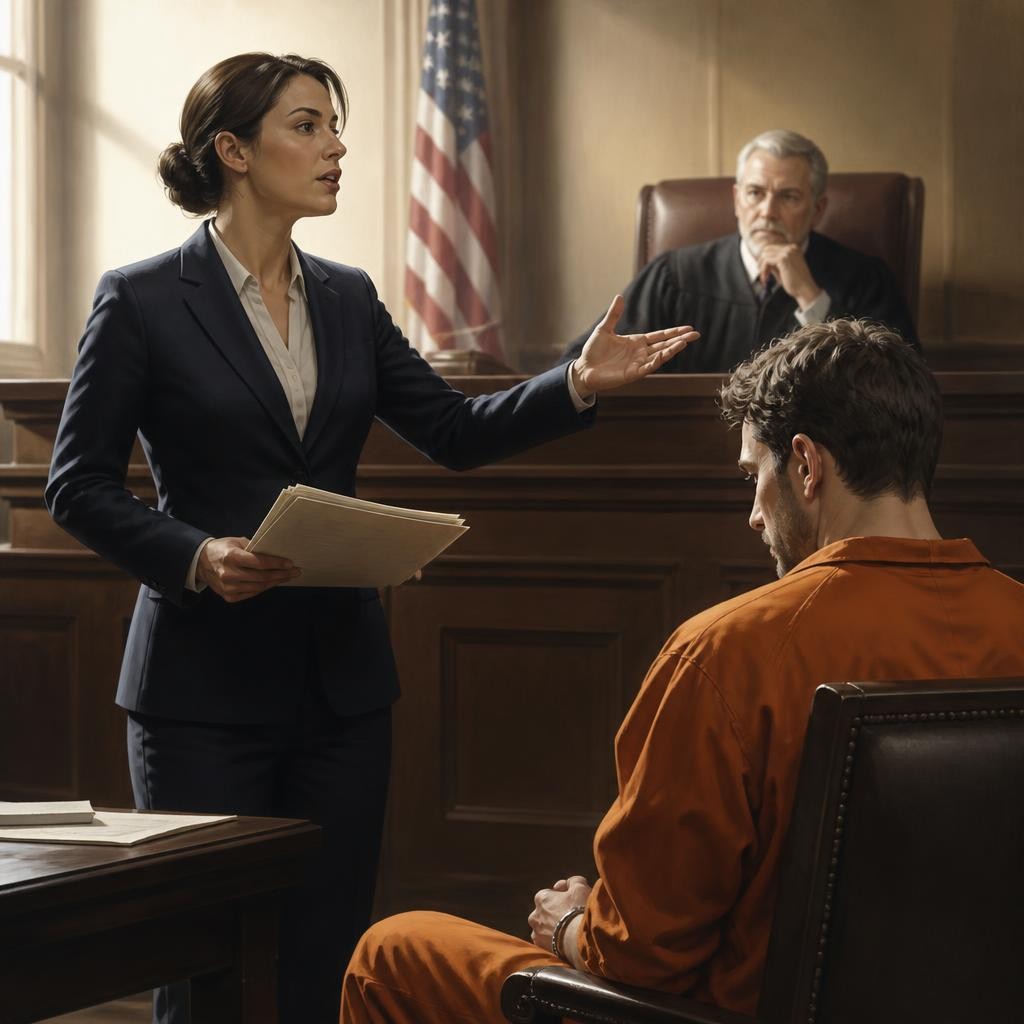 Illustration for the English word “prosecute”