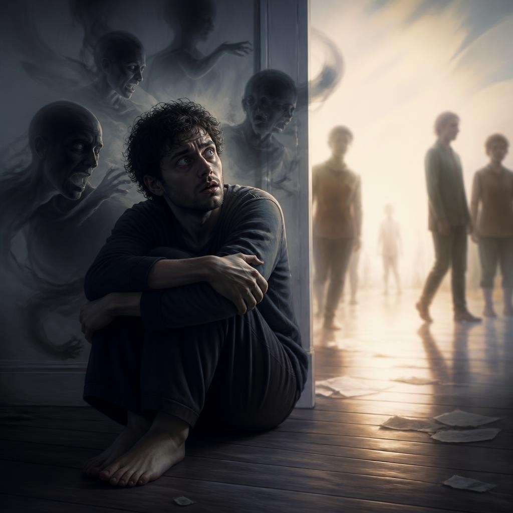Illustration for the English word “psychosis”