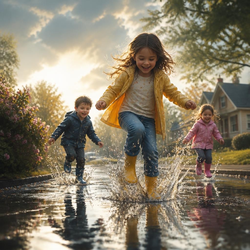 Illustration for the English word “puddle”