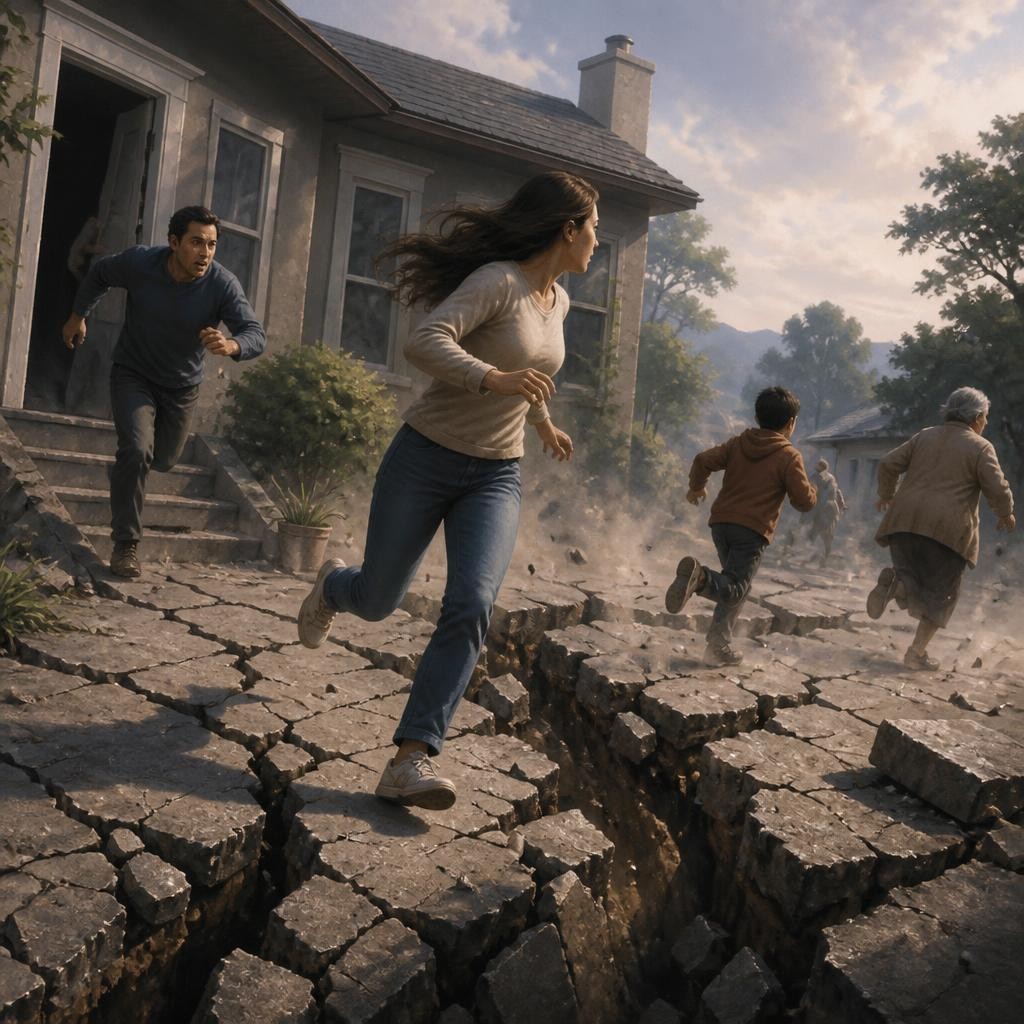 Illustration for the English word “quake”