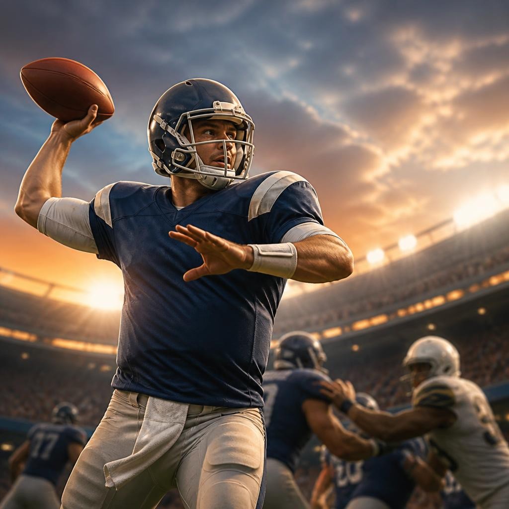 Illustration for the English word “quarterback”