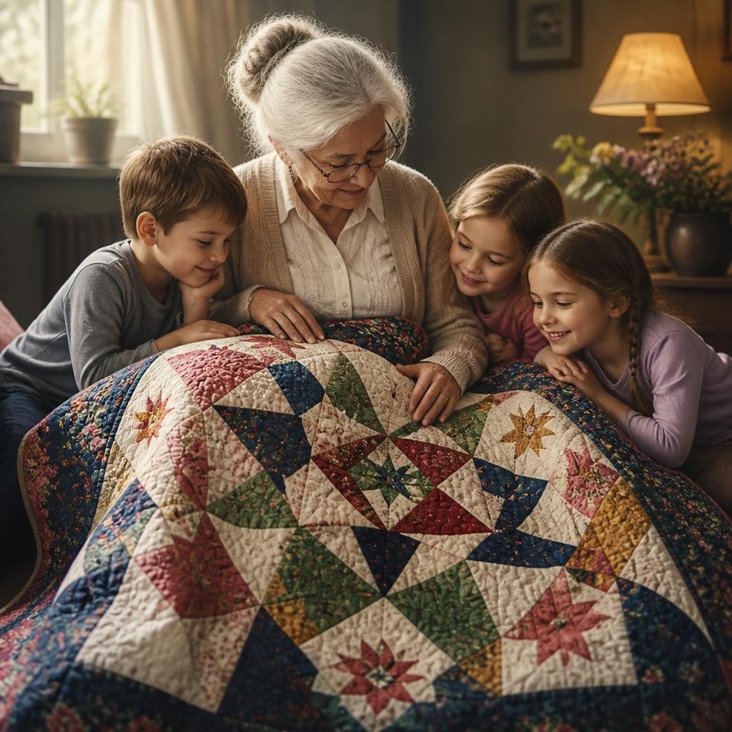 Illustration for the English word “quilt”
