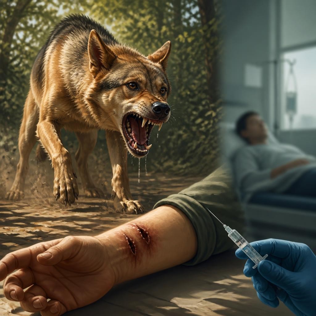 Illustration for the English word “rabies”