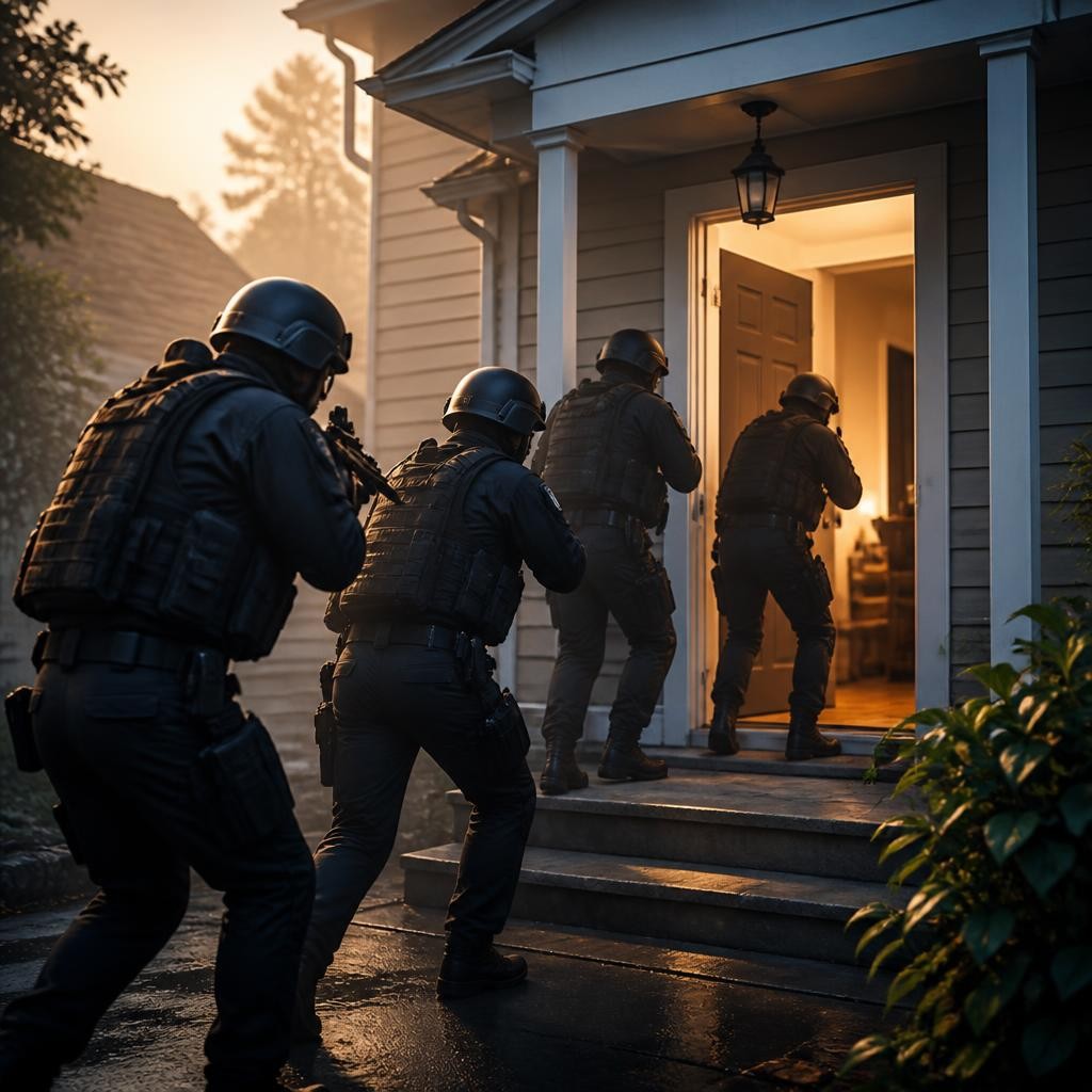 Illustration for the English word “raid”