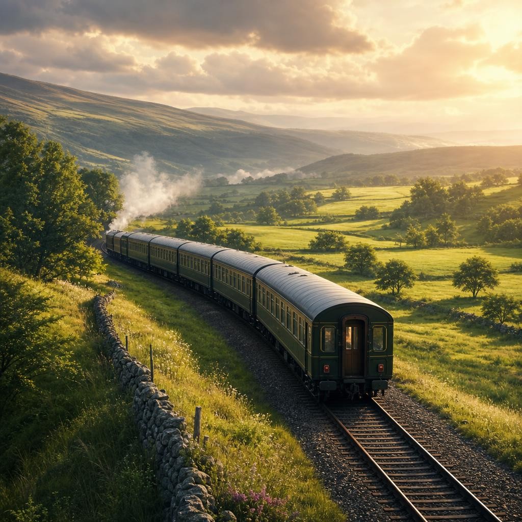 Illustration for the English word “railroad”