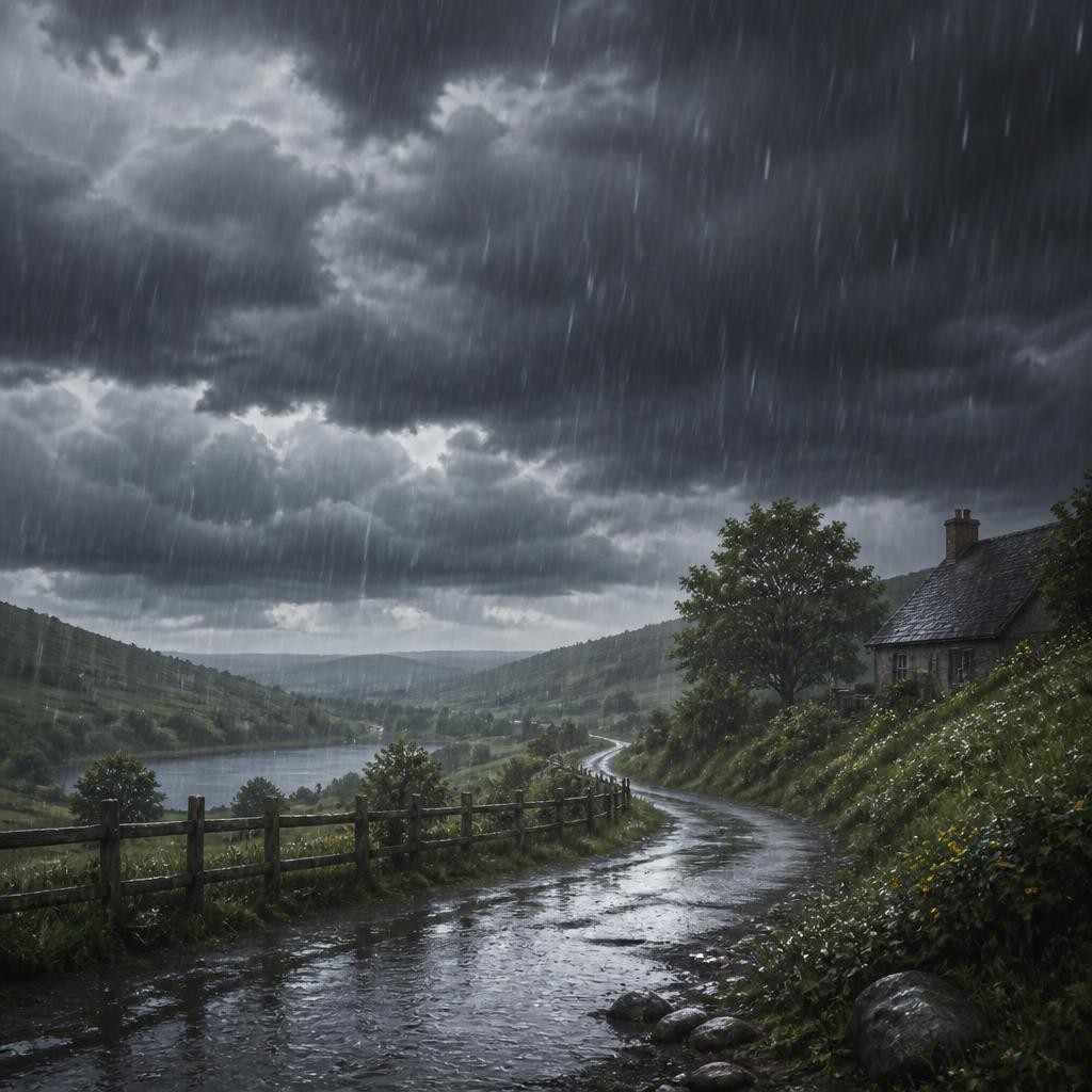 Illustration for the English word “rain”