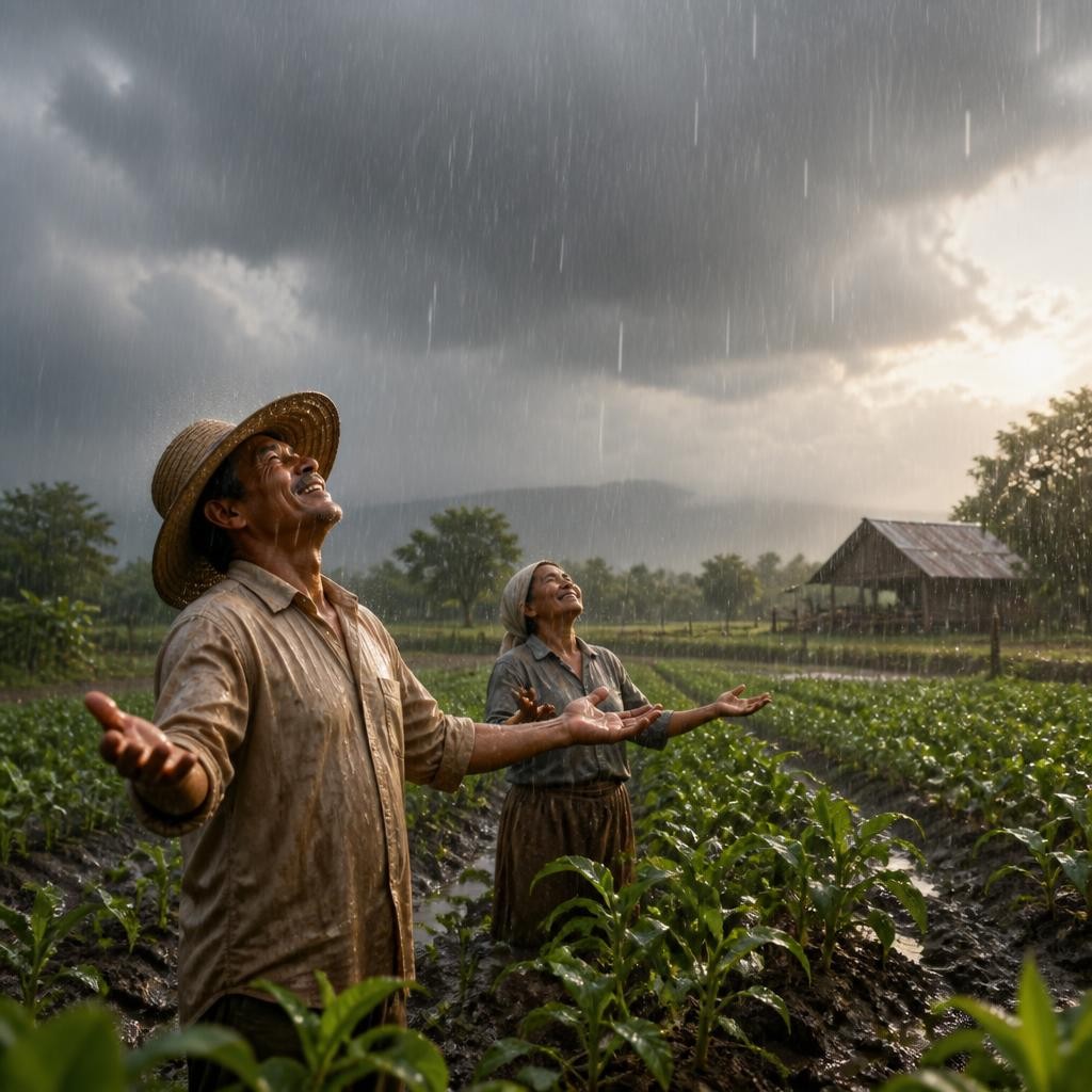 Illustration for the English word “rainfall”