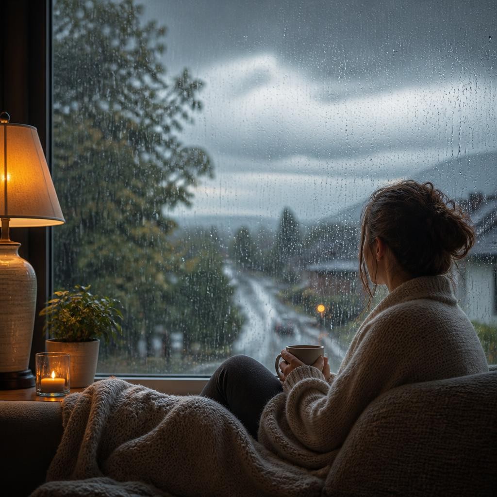Illustration for the English word “rainy”