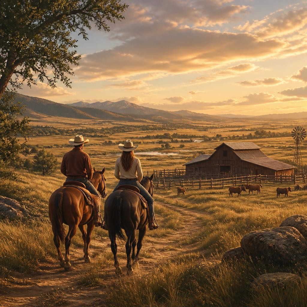 Illustration for the English word “ranch”