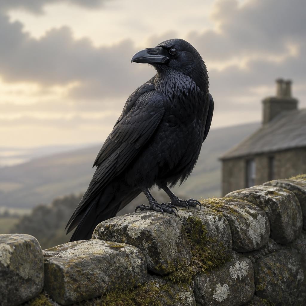 Illustration for the English word “raven”