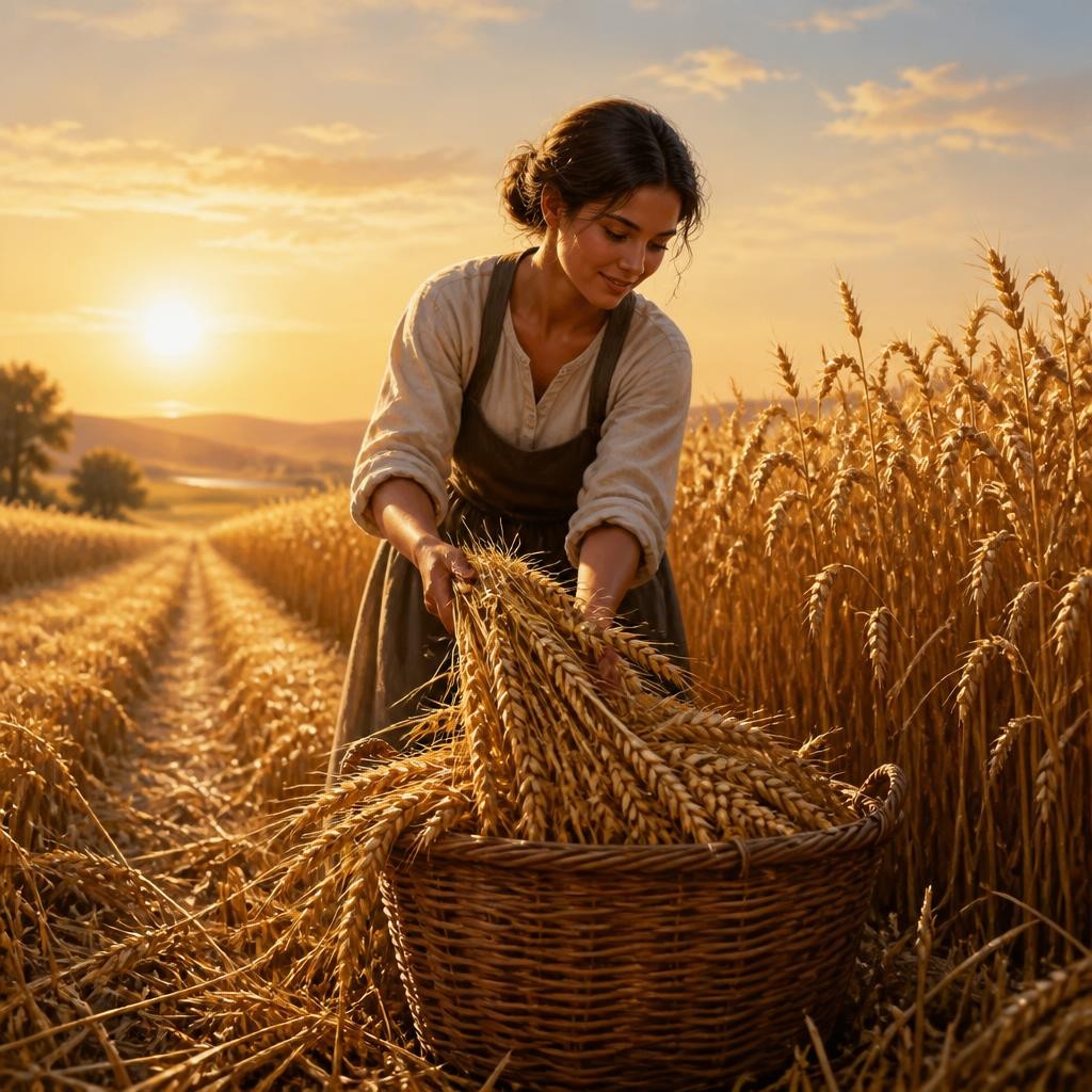 Illustration for the English word “reap”