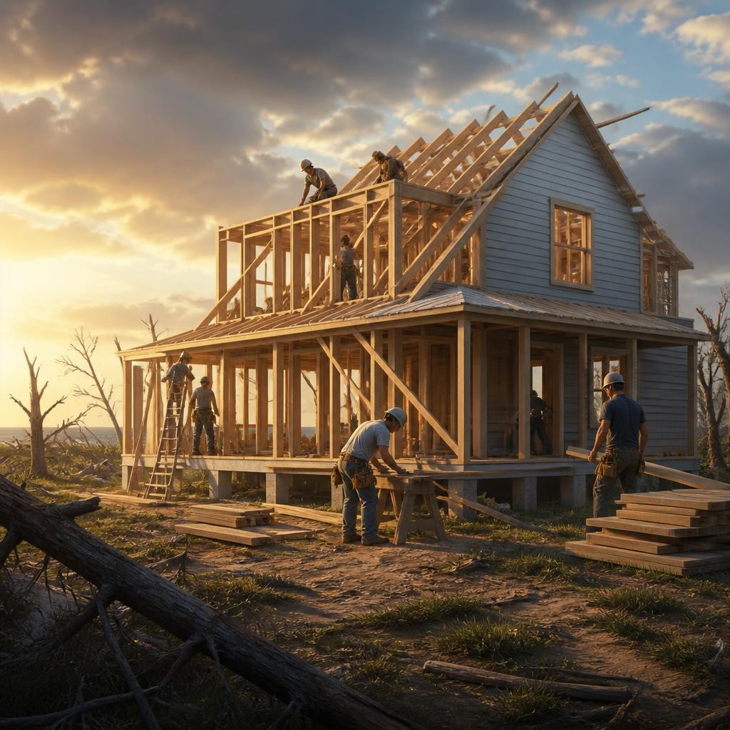 Illustration for the English word “rebuild”