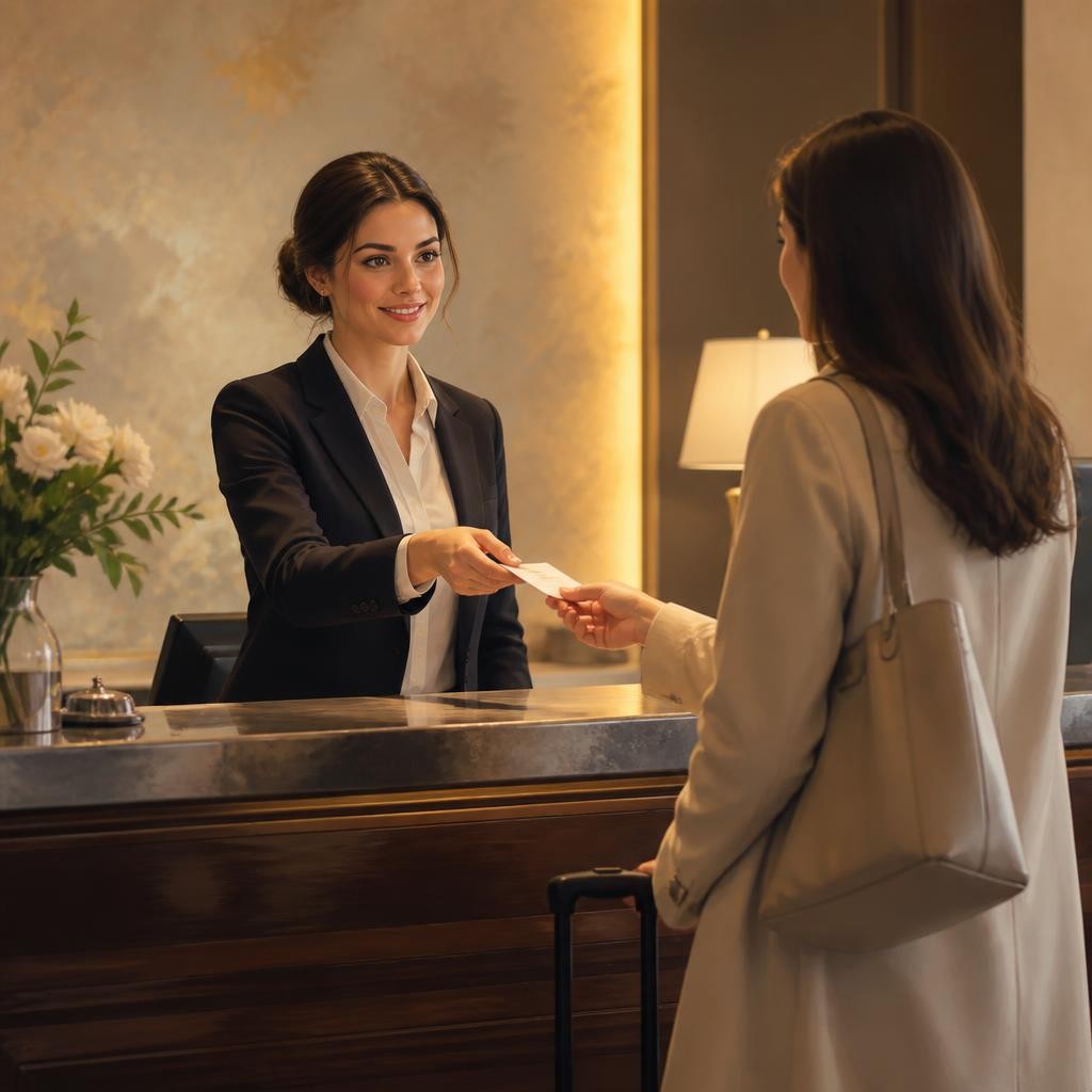 Illustration for the English word “receptionist”