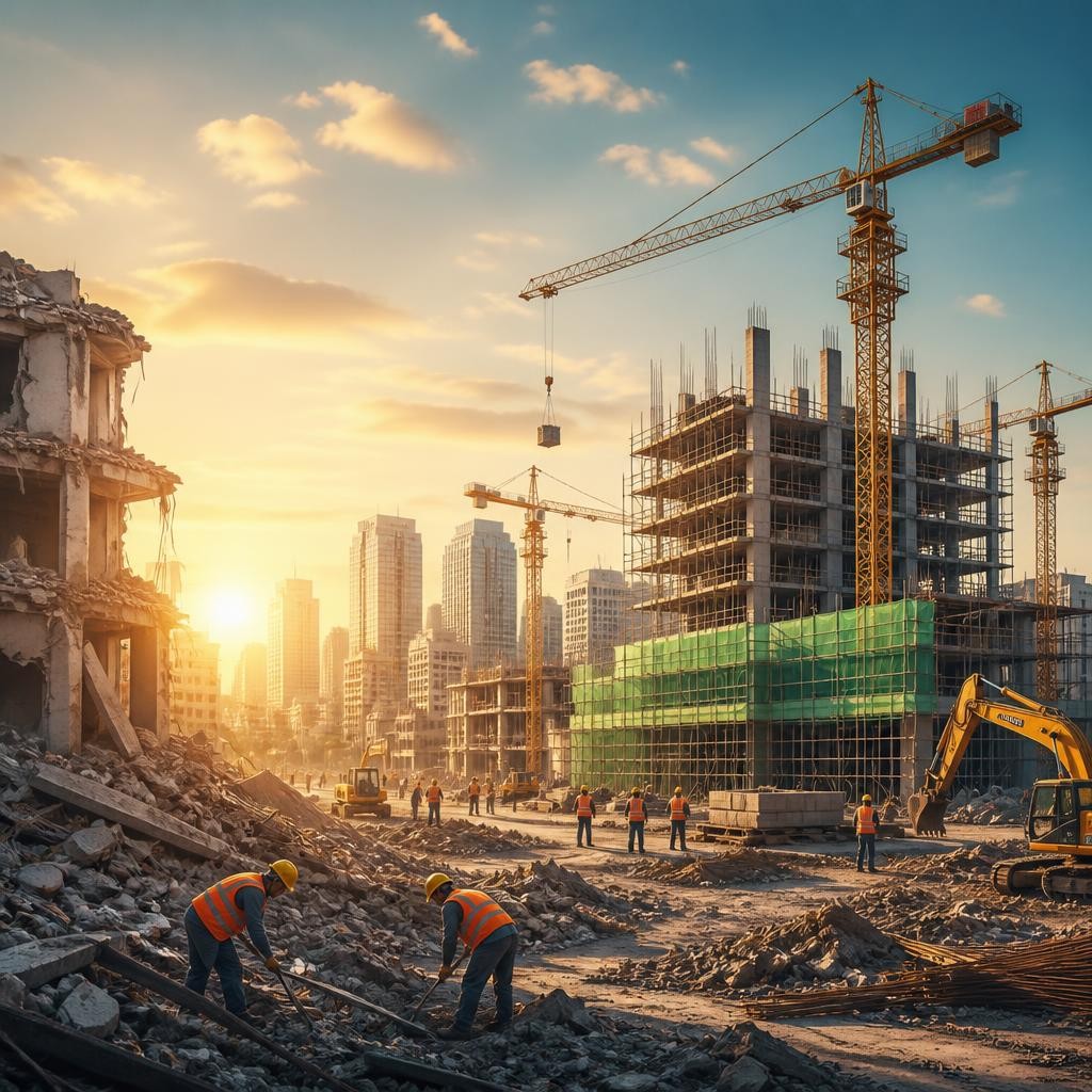 Illustration for the English word “reconstruction”