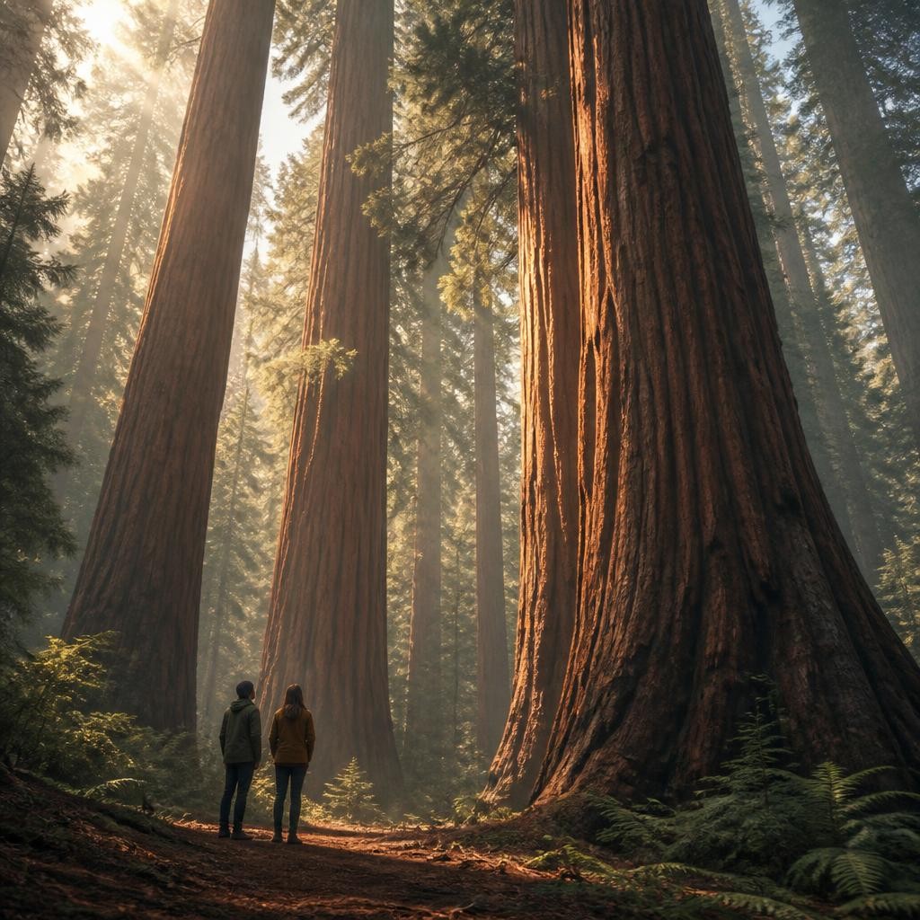 Illustration for the English word “redwood”