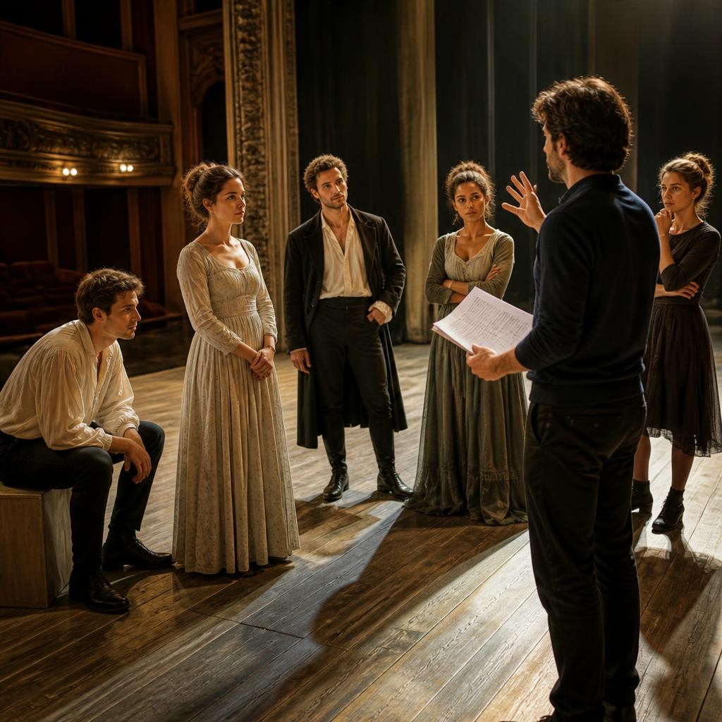 Illustration for the English word “rehearsal”