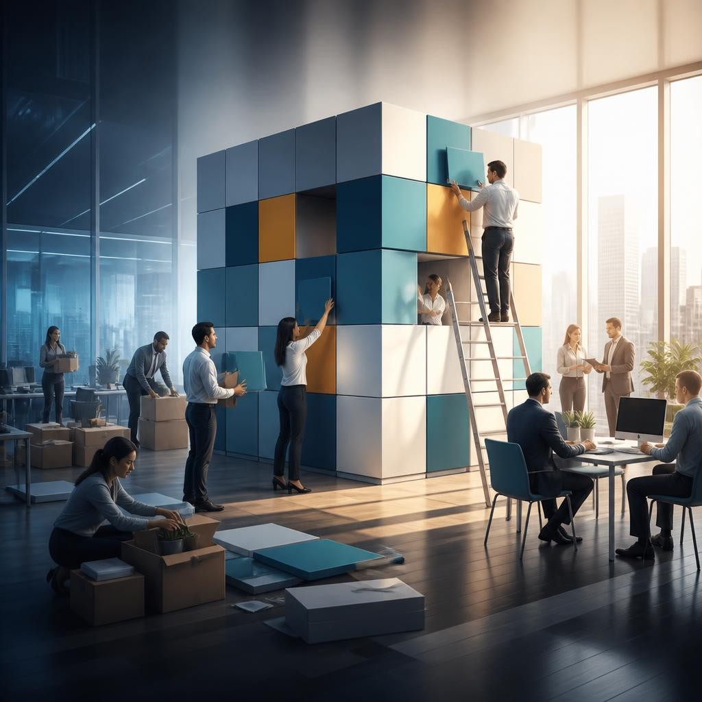 Illustration for the English word “reorganization”