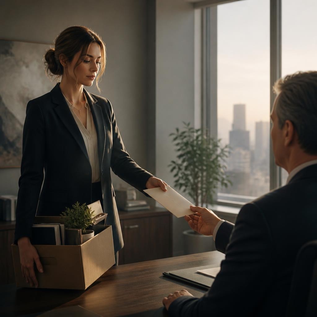 Illustration for the English word “resignation”
