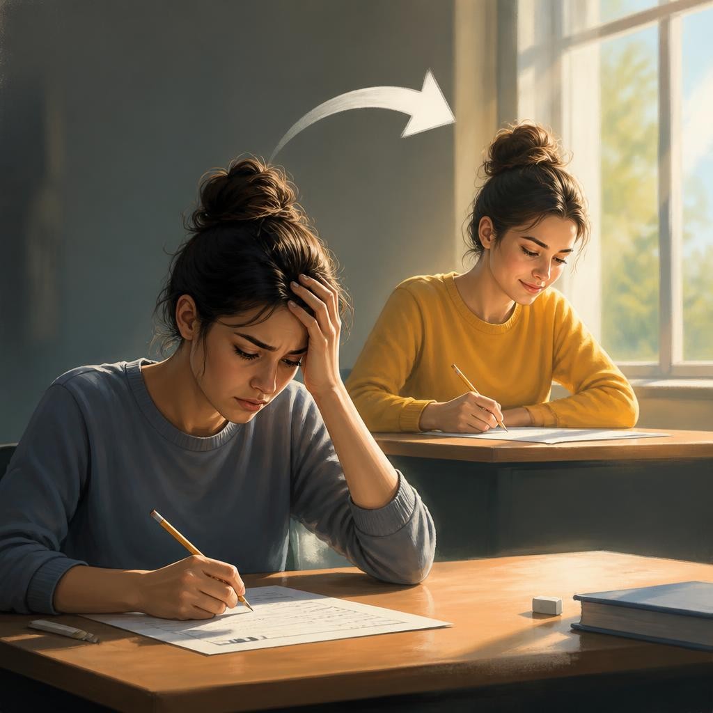 Illustration for the English word “retake”