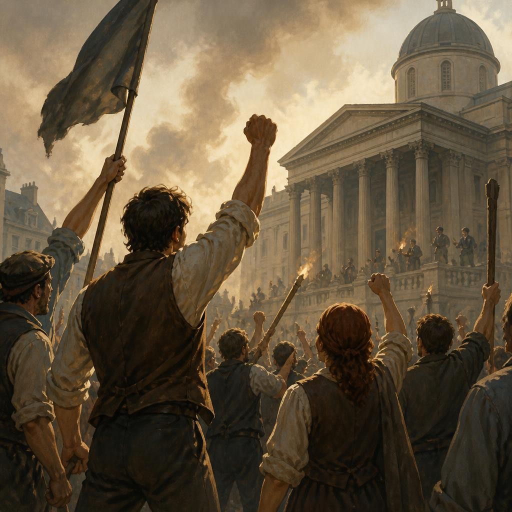 Illustration for the English word “revolt”