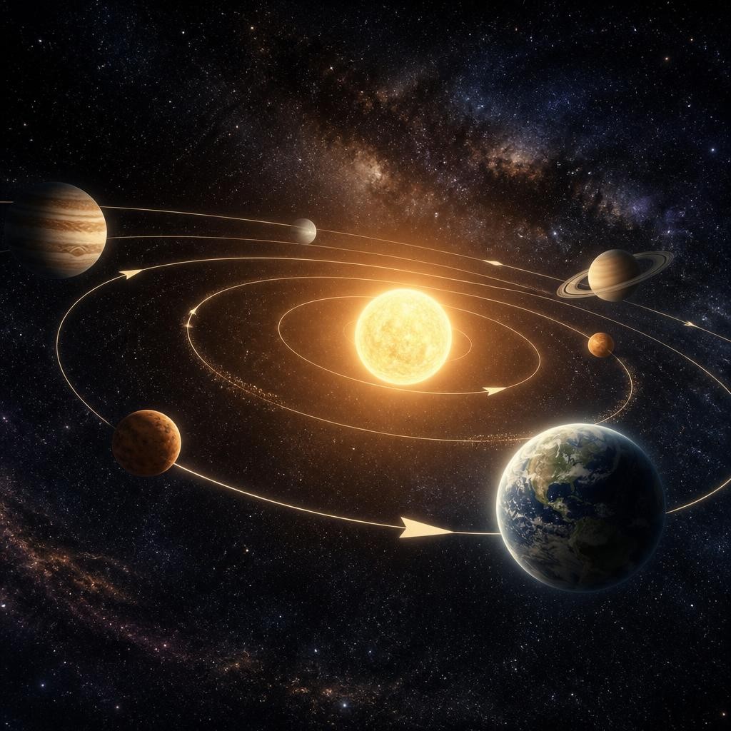 Illustration for the English word “revolve”