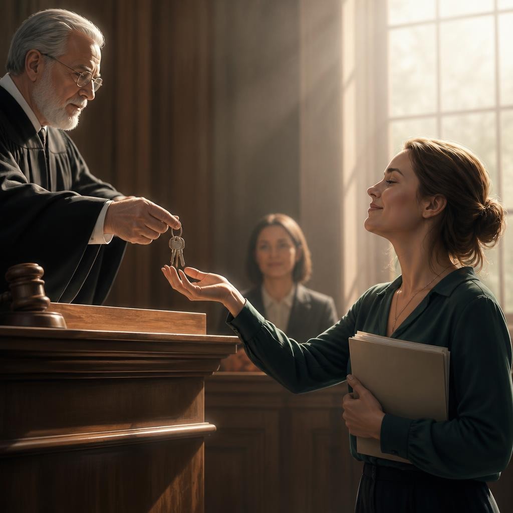 Illustration for the English word “rightfully”