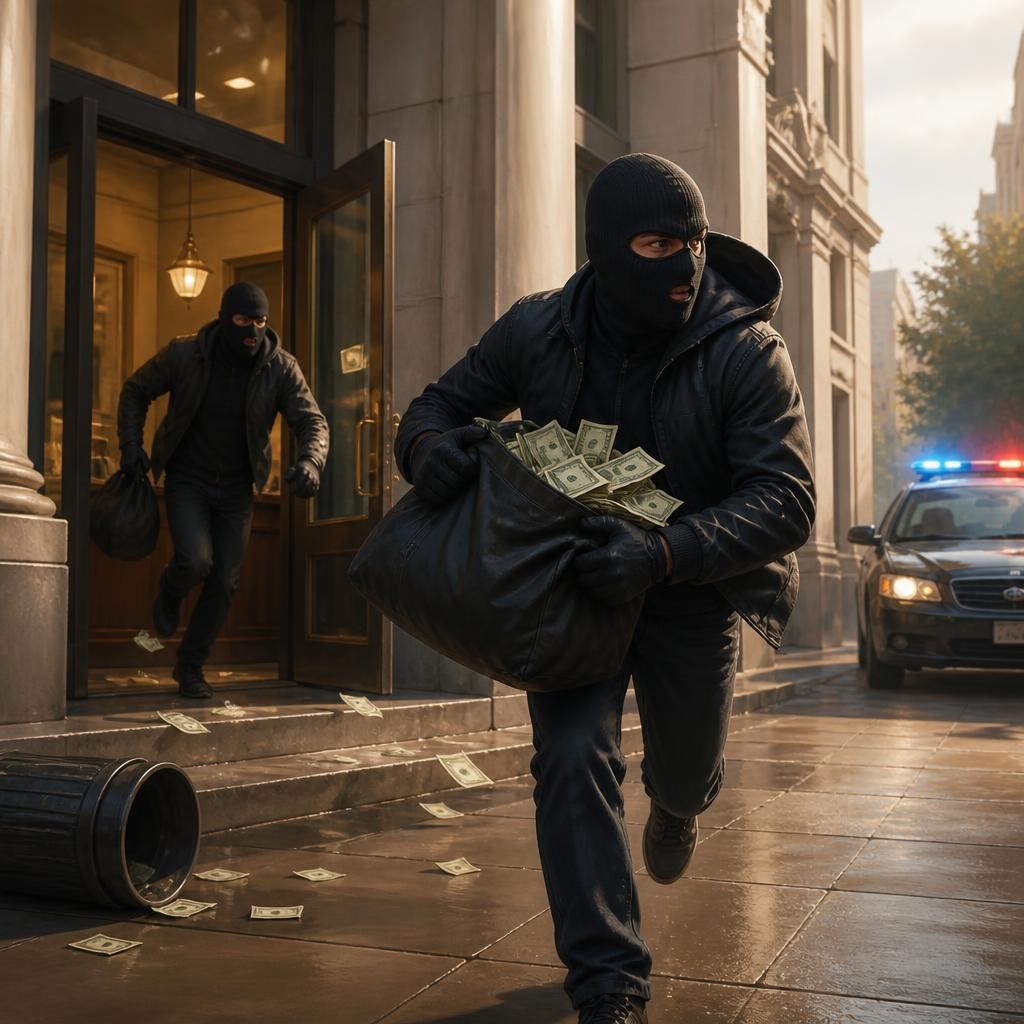 Illustration for the English word “robbery”