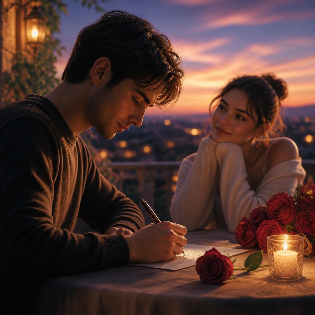 Illustration for the English word “romantic”