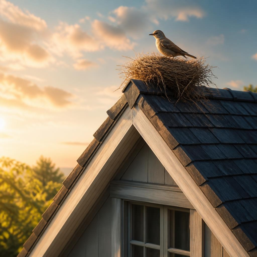 Illustration for the English word “roof”
