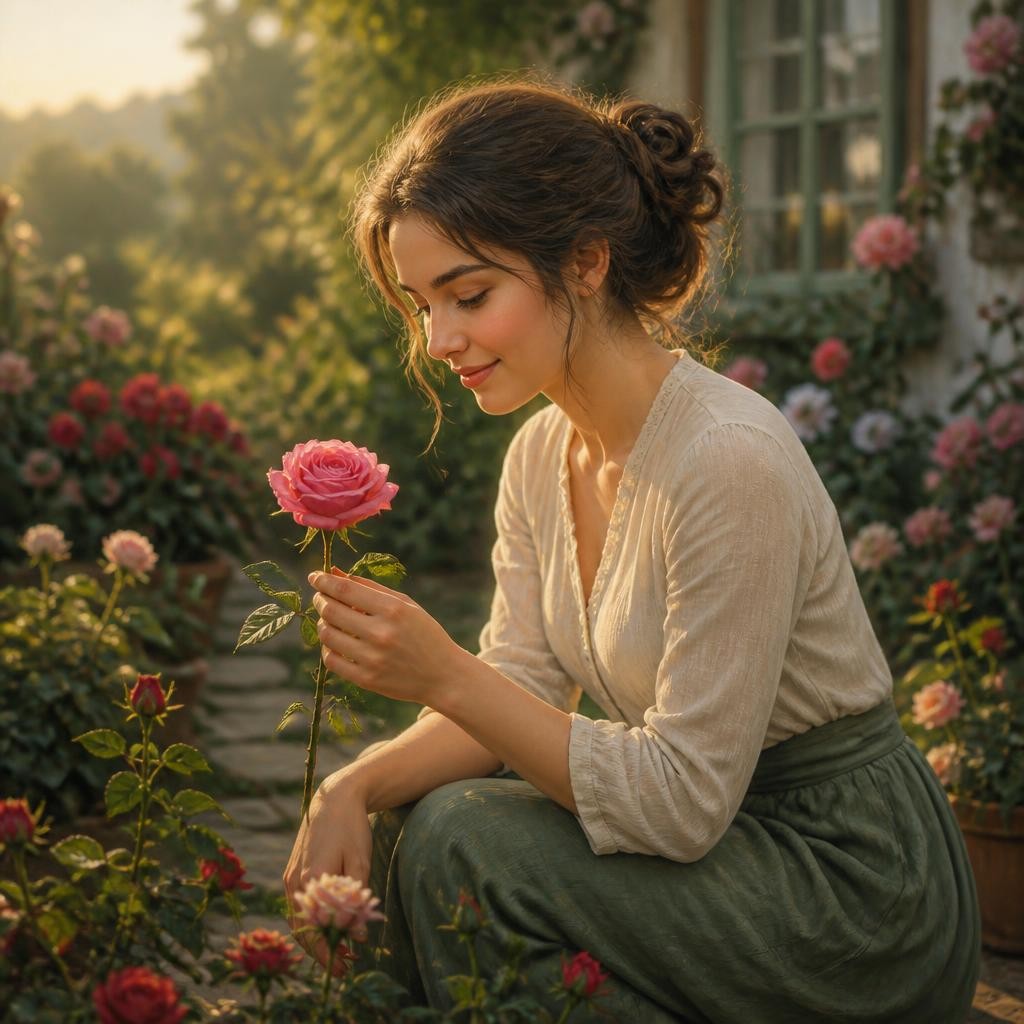 Illustration for the English word “rose”