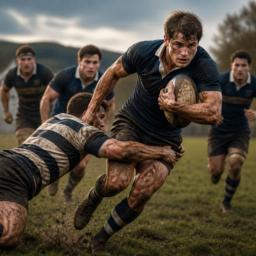Illustration for the English word “rugby”