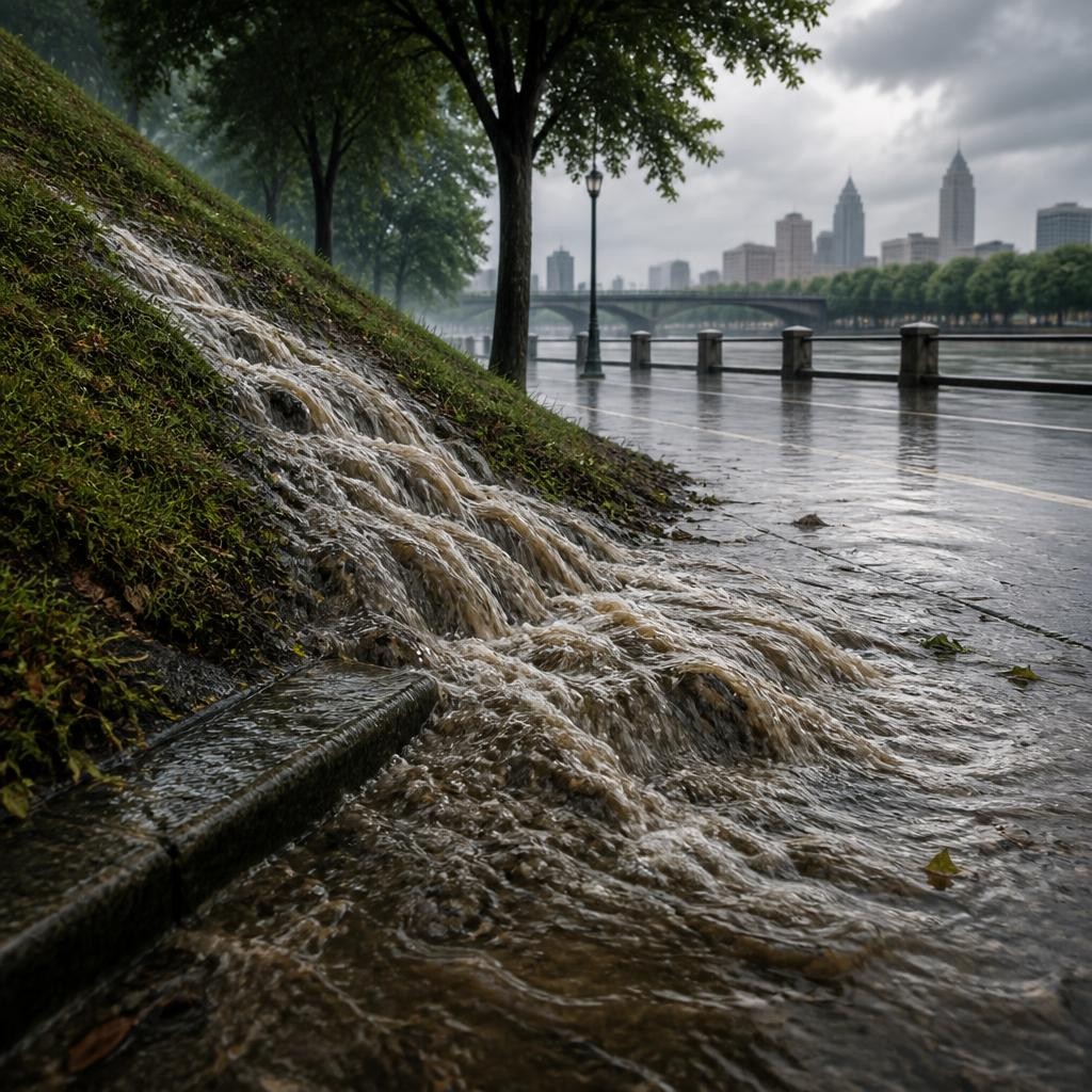 Illustration for the English word “runoff”