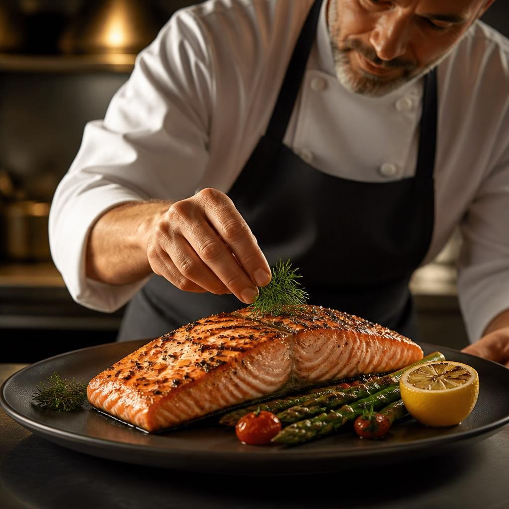 Illustration for the English word “salmon”