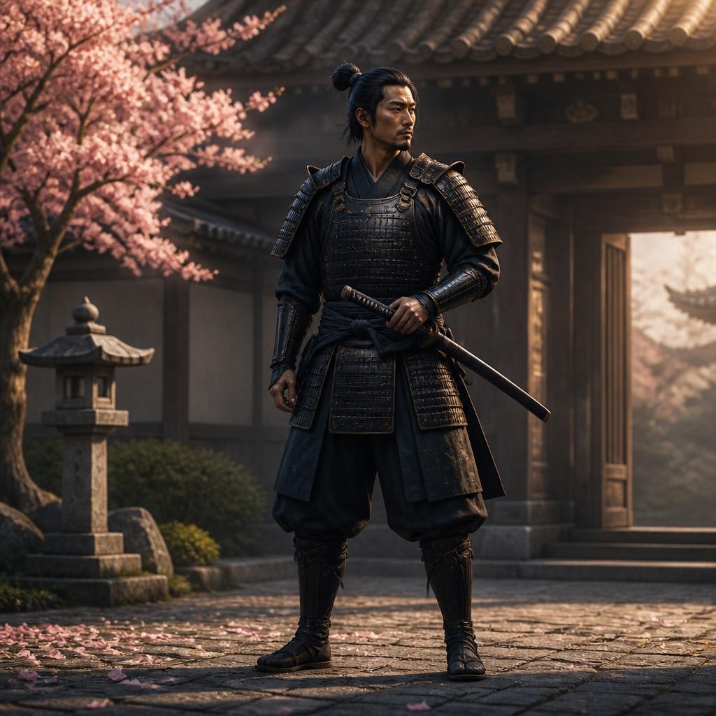 Illustration for the English word “samurai”