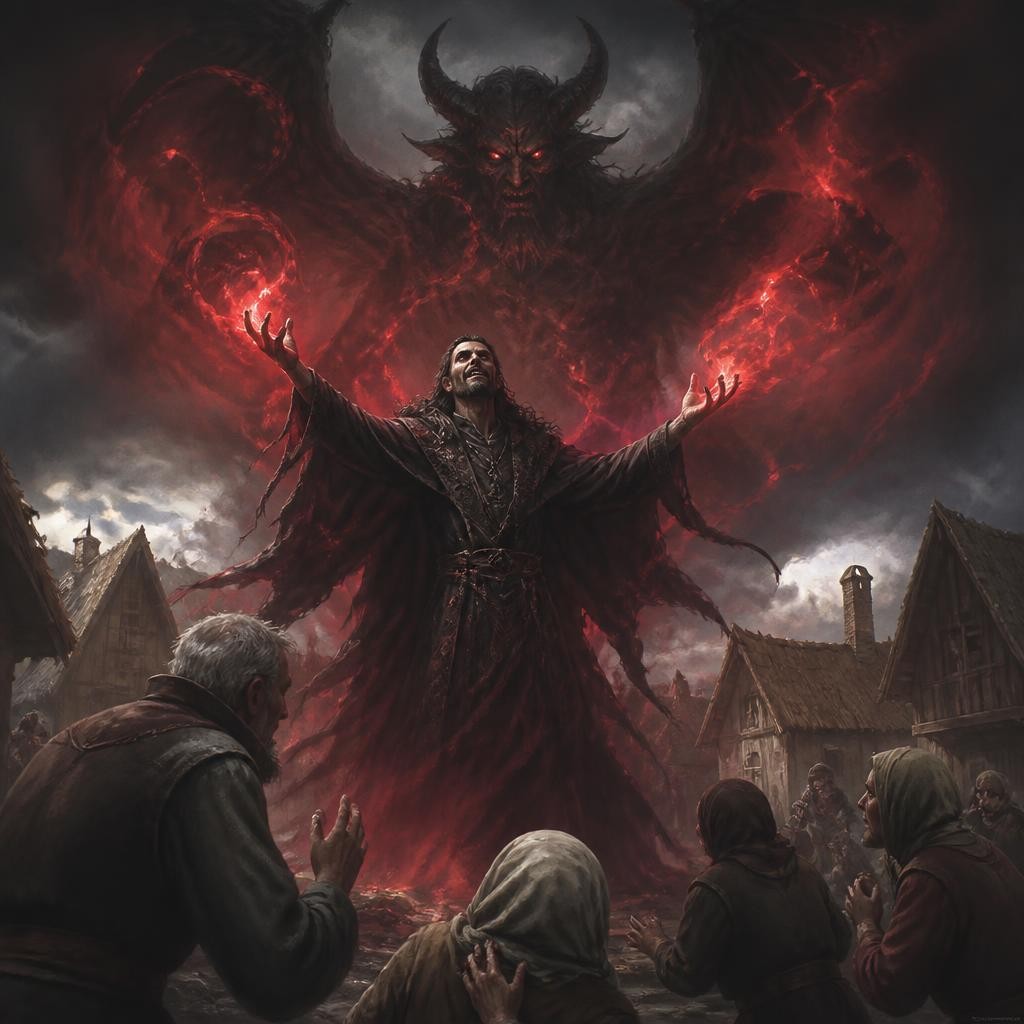Illustration for the English word “satanic”