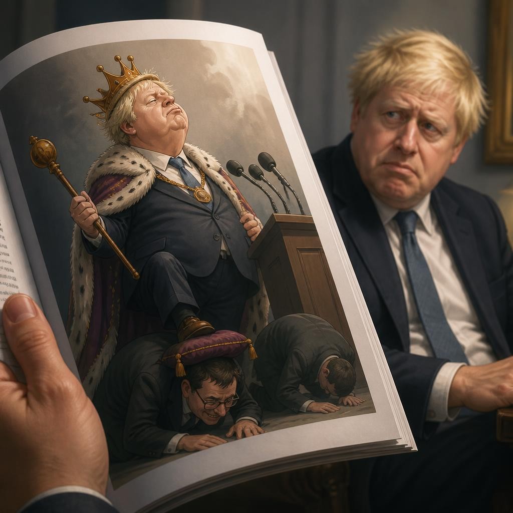 Illustration for the English word “satirical”