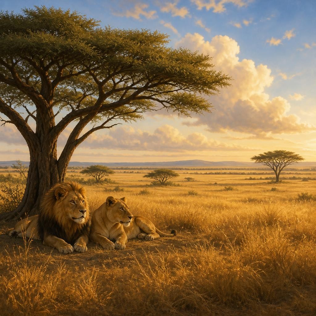 Illustration for the English word “savannah”