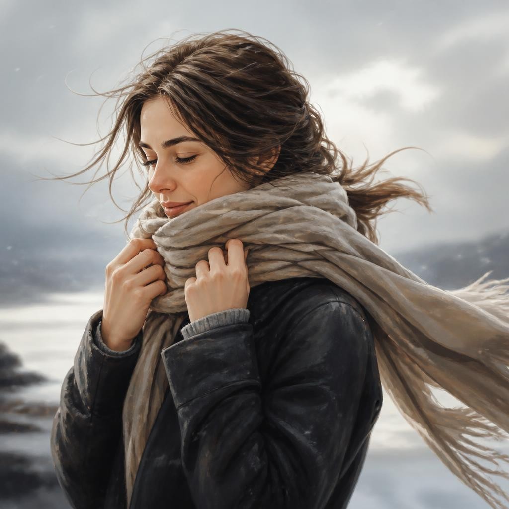 Illustration for the English word “scarf”