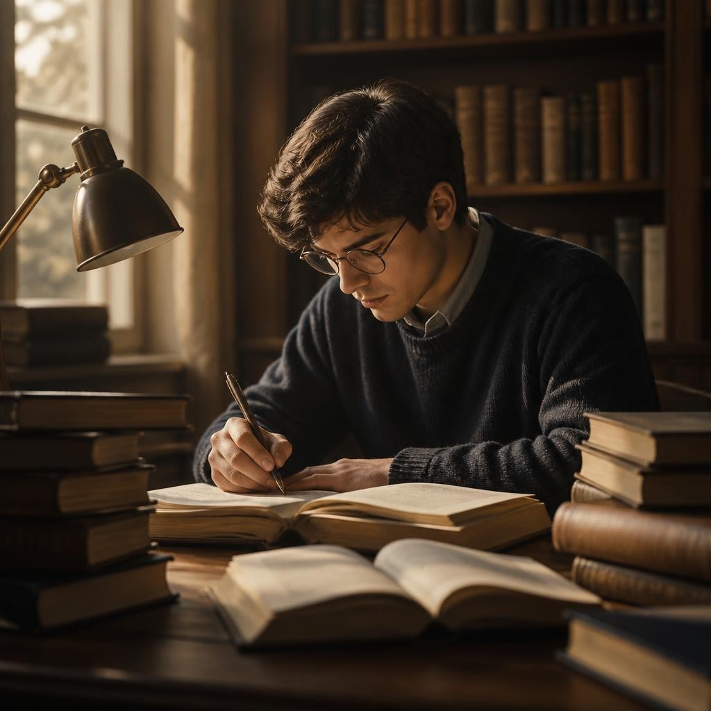 Illustration for the English word “scholar”