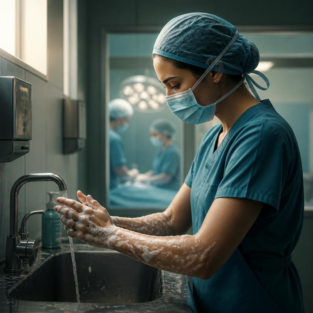 Illustration for the English word “scrub”